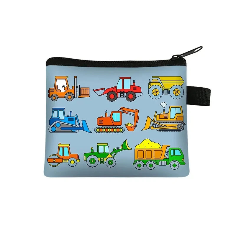 Tejesa Cartoon Coin Purse Keychain Zipper Pouch Kids Wallet Coin Bag Cute Excavator Purses and Handbags Small bag