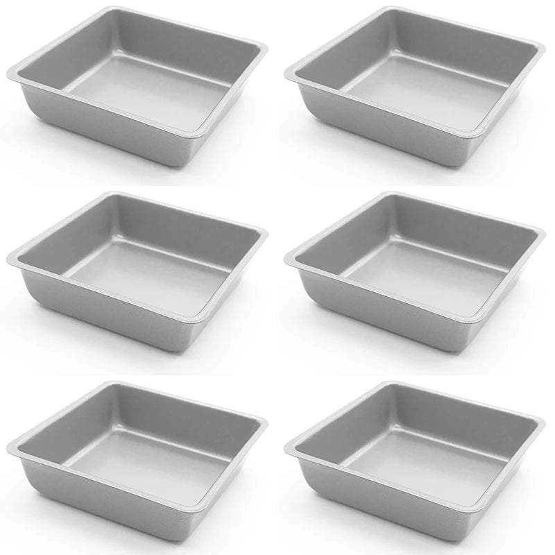 Tejesa 4/6Pcs Square Mini Cake Mold Nonstick Bread Pizza Baking Tray 4 Inch Carbon Steel Cake Pan Baking Dish Mold Bakeware For Kitchen