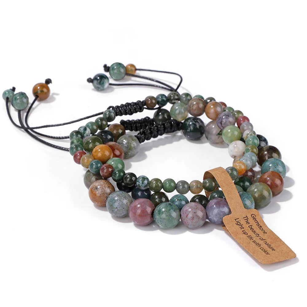 Tejesa  3pcs  Amazonite Bracelets for Women Men 4/6/8mm Beads Braided Bracelet Handmade Adjustable Wristbands Jewelry