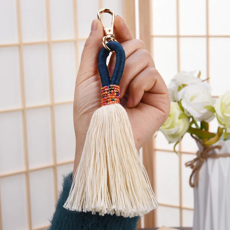 Hemasa   Hand Woven Key Chain Millet Bead Accessories Tassel Key Chain Bag Pendant Accessories Jewelry Dropshipping