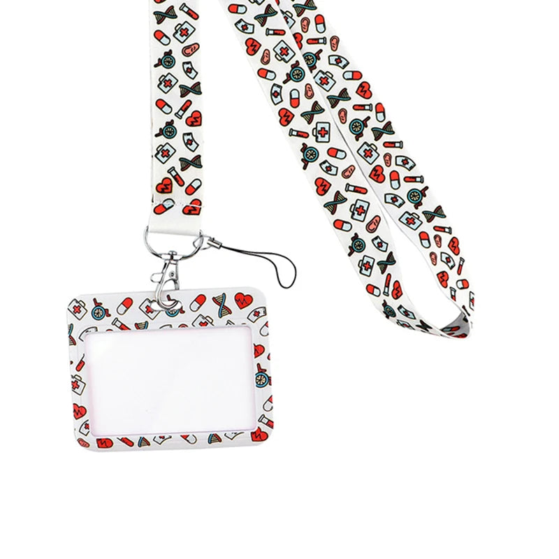 Dentist Doctor Nurse Cartoon Credential Neck Strap Lanyards Keychain ID Card Pass Hang Rope Lariat Key Chain Ring Badge Holder