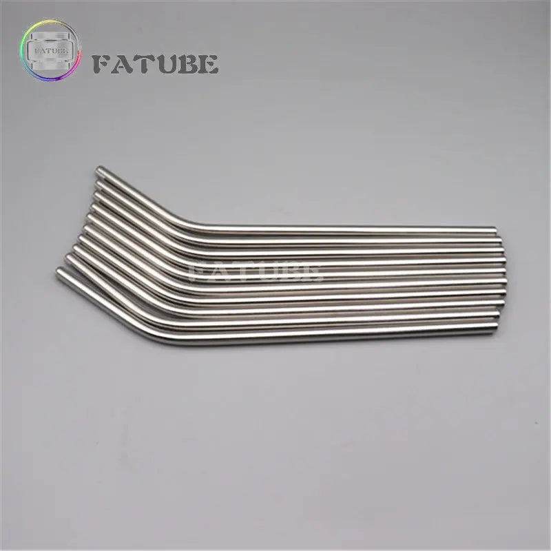 10PCS Fatube stainless steel Straw Curved Straws Straight  Silvery