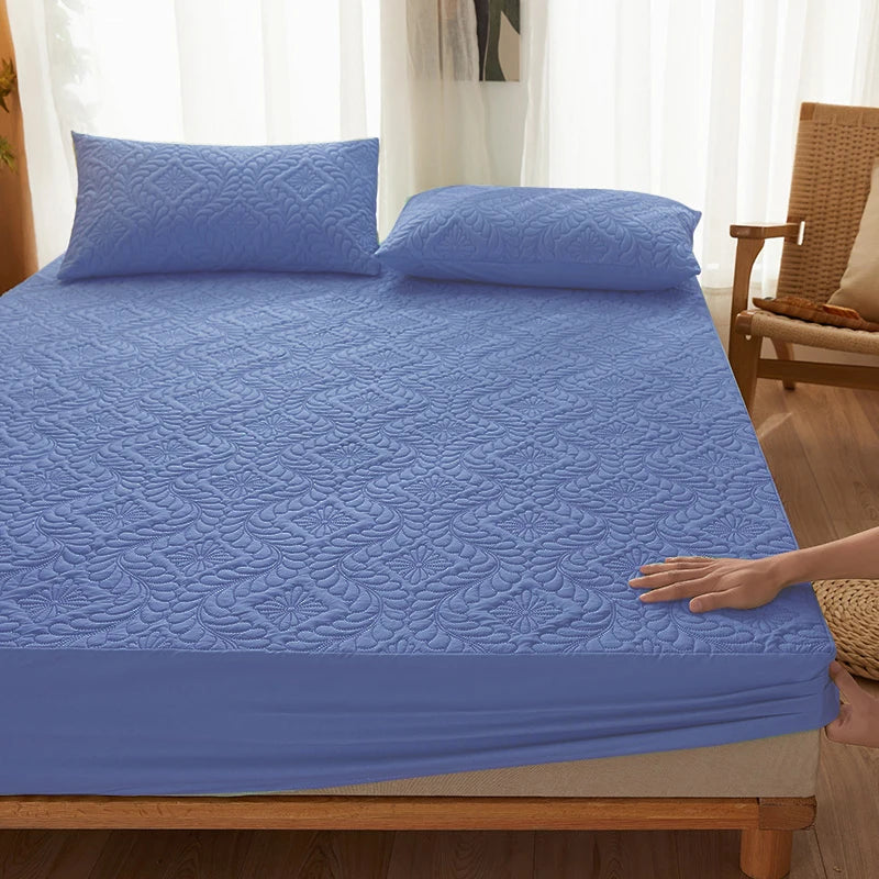 Waterproof Mattress Pad Queen King Mattress Protector Thick Mattress Cover Quilted Fitted Sheet Bed Pad Cover ( No Pillowcase)