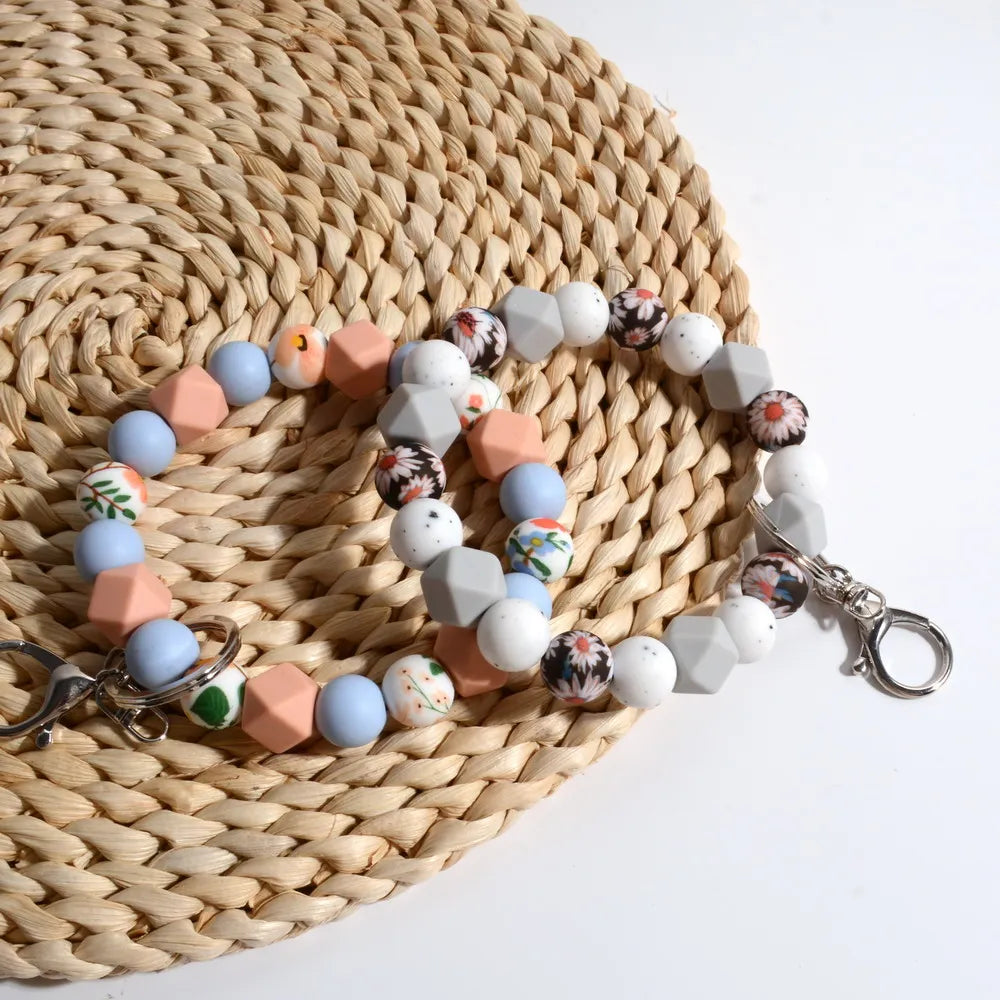 Hemasa Floral Beads Wristlet Elastic Silicone Bracelet