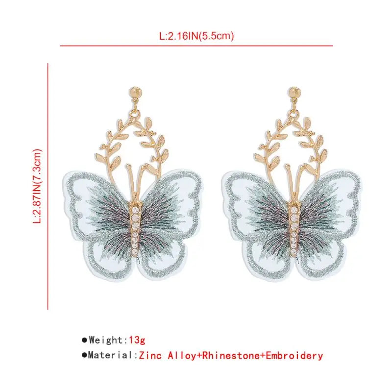 Unique Embroidery Earring Creative Dragonfly Earrings Women Embroidery Butterflies Statement Drop Earrings Statement Jewelry New