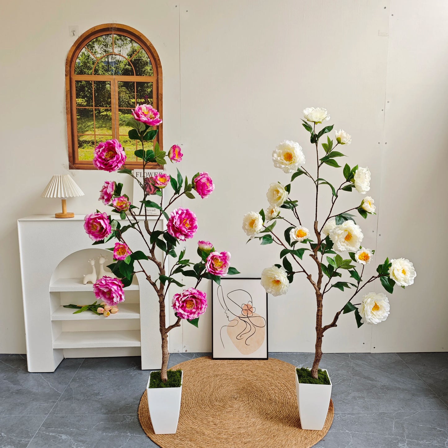 Tejesa 130-180CM Artificial Peony Flower tree plant Indoor outdoor Ornament fake plant for home garden wedding party living room decor