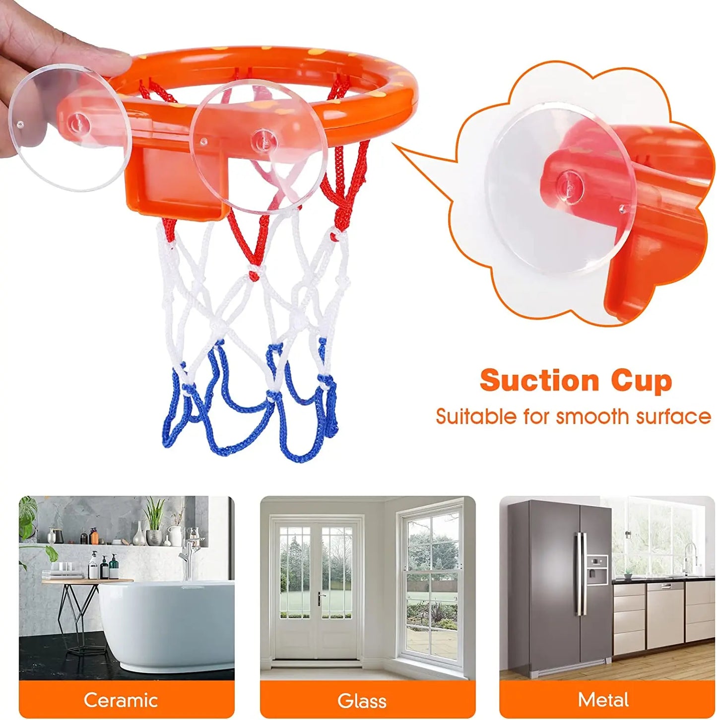 Hemasa 4pcs Bathroom Shooting Game Toy /Bathtub Basketball Hoop Set/ Fun Kids Bath Toys with 3 Balls Gift for Kids