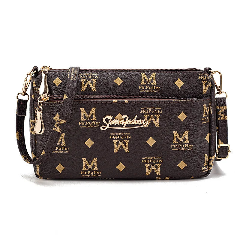 Hemasa Shoulder Bag for Women / Double Zipper Crossbody Bag/handbag  Multi-smooth Zipper Pocket