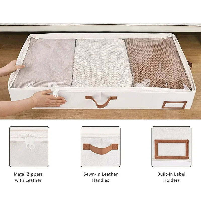 Foldable Under Bed Storage Containers with Clear Window Underbed Toy Organizers Clothing Storage Bags Closet Storage Bins