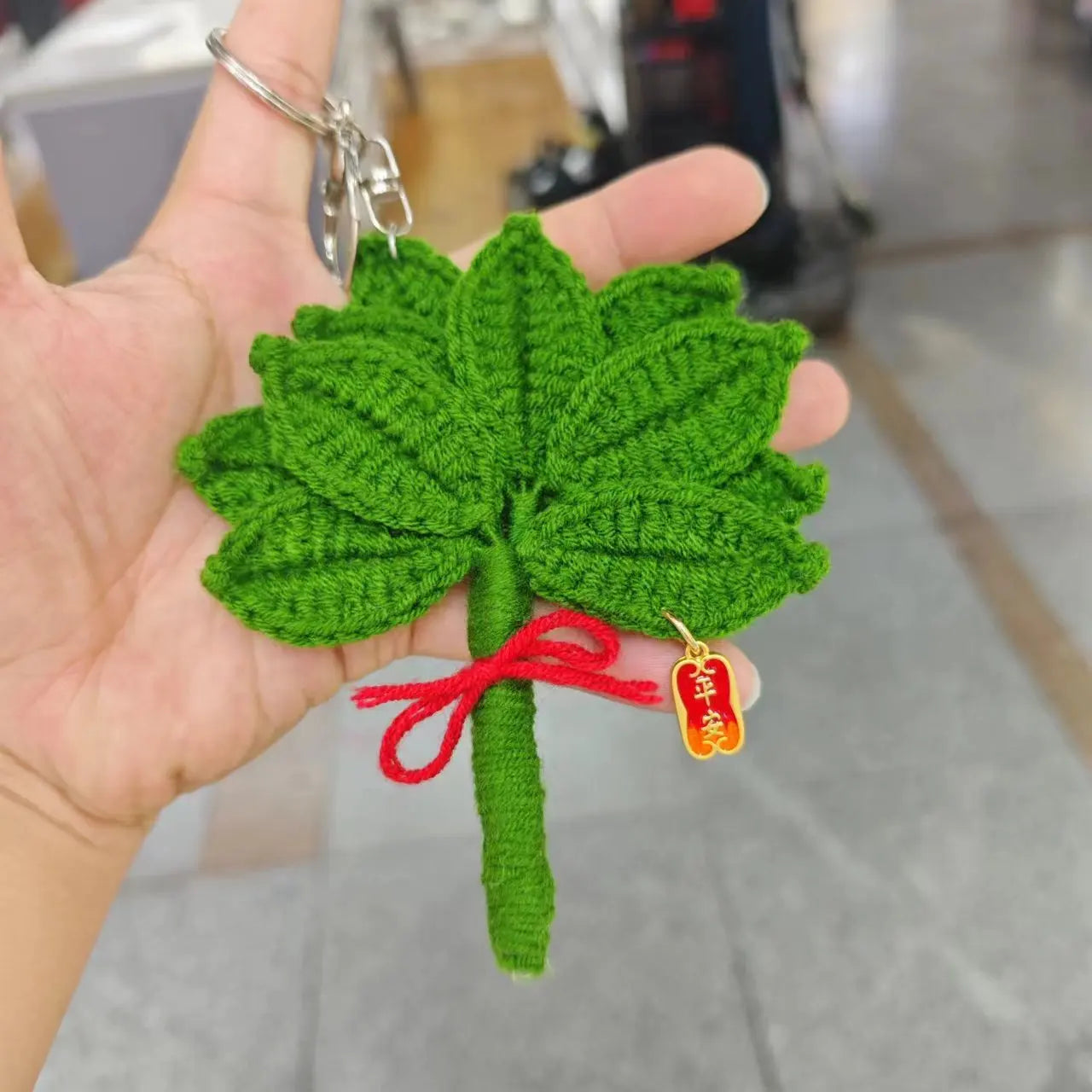 Hemasa  New Crochet Leaf Pendant Handwoven Leaves Bag Pendant /Knitting Leaves Key Ring