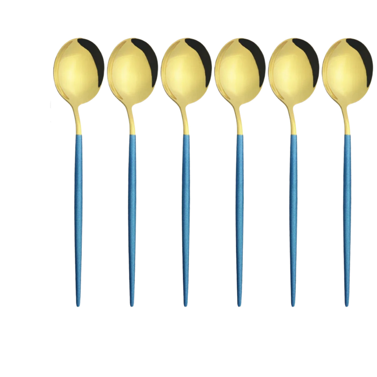 Hemasa 6Pcs  Western Stainless Steel Cutlery Set  Gold Ladle Spoon Dinnerware Dinner Spoon Soup Spoon Tableware Kitchen Silverware Set