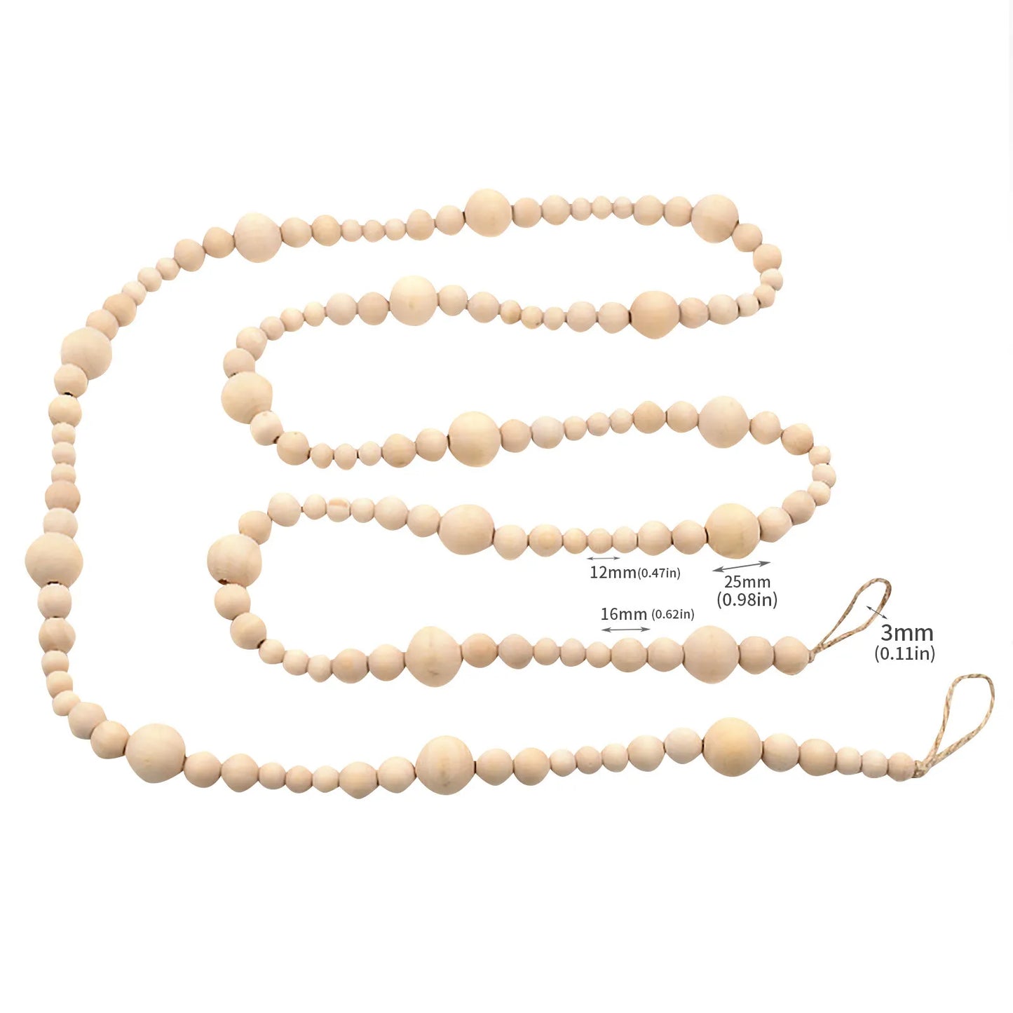 7ft Wooden Hanging Beads Boho Decor Driftwood Garland for Mantle Glitter String Curtains for Doorways Flocked Garland Christmas