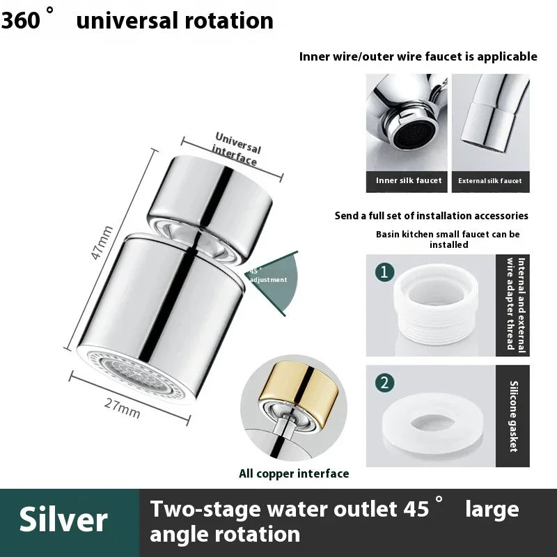 Home  360° Basin Faucet Adapter Do Kranu Spray Filter Accessory Kitchen Sink Splash 2 Rotary Adjustable Washbasin Proof Shower