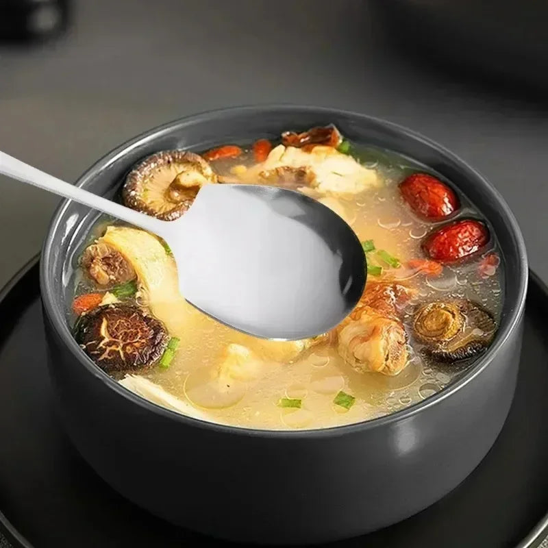 3/1Pcs Large Stainless Steel Spoon Long Handle Spoons Kitchen Cutlery Rice Dumpling Porridge Soup Scoops Restaurant Tableware