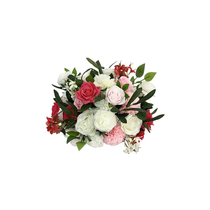 Pink White Series Artificial Flower Strip Wedding Table Runner Floral Arrangement Wedding Backdrop Decor Prop Arch Flower String