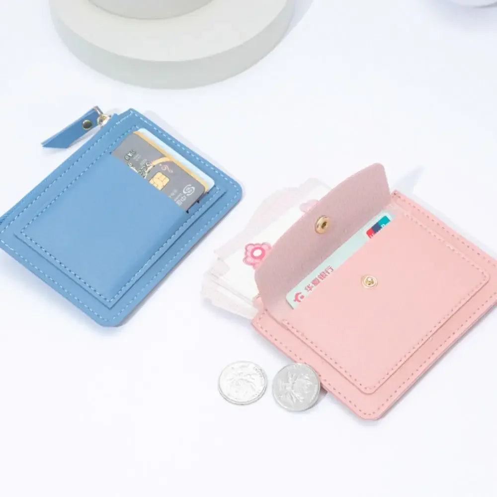 PU Leather Small Wallet Purse Women Simple Solid Color Multi-Cards Holder Coin Purse Fashion Zipper Wallet Credit Card Bags