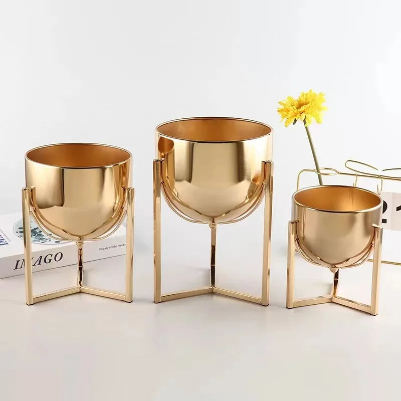 Modern Hotel Gold Metal Flower Vase Centerpiece Flower Pot Decoration Wedding Event