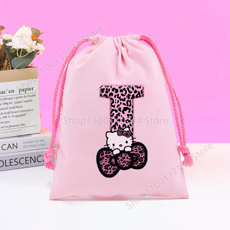 Sanrio Hello Kitty Drawstring Bagfor  Kids /Anime Letter Printed Bags Cookies Candy Storage Bag Wedding Jewelry Gift Bag