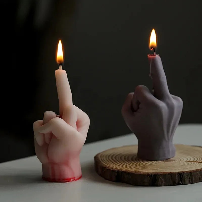 Hemasa 3D Middle Finger Silicone Candle Mold/ Aromatherapy Plaster Art Soap Resin Crafts Casting Molds Holiday Party Gifts