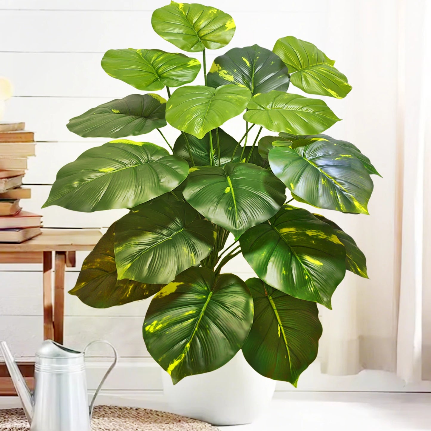 Tejesa 60-103cm Artificial Monstera deliciosa Pothos Alocasia Leaf Fake Plant Ornamental Festive Home Office Decoration