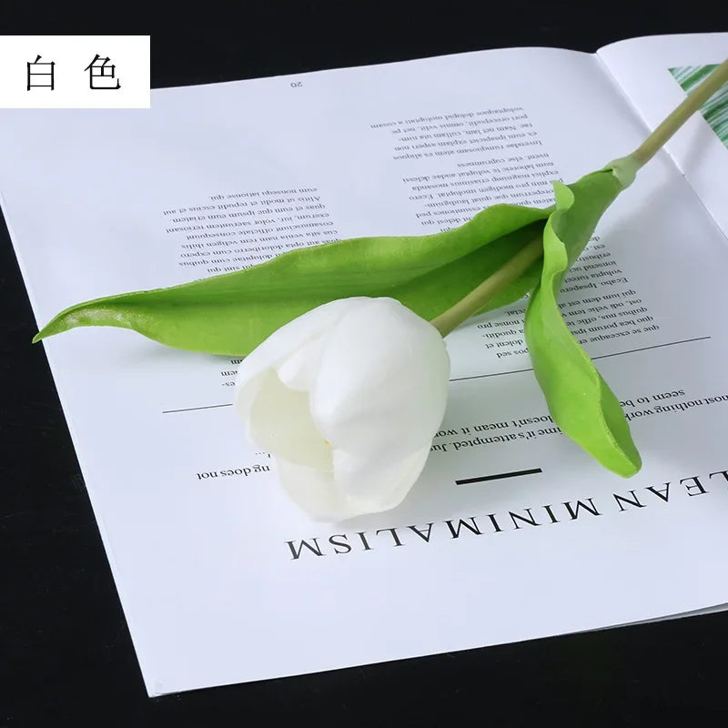 10Pcs PU Big Tulip Artificial Flowers Wedding Decoration Fake Flowers Tulips Bridal Bouquet Indoor Home Party Flower Arrangement