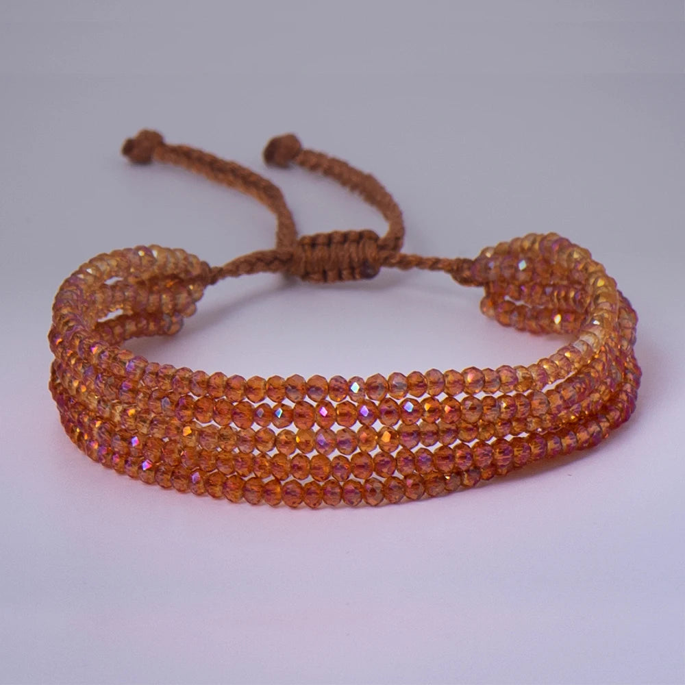 Crystal Bead Bracelet Natural Stone String Woven Ladies Summer Accessories Red For Women Fashion Handmade Jewelry Party Gift