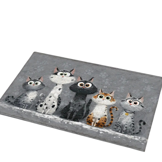 Tejesa Gray Colour  Cute Kitten Doormat/ Welcome Mat /Kitchen Rug /Carpet For Live Room Rug For Bedroom Bedside Floor Mat Home Dec