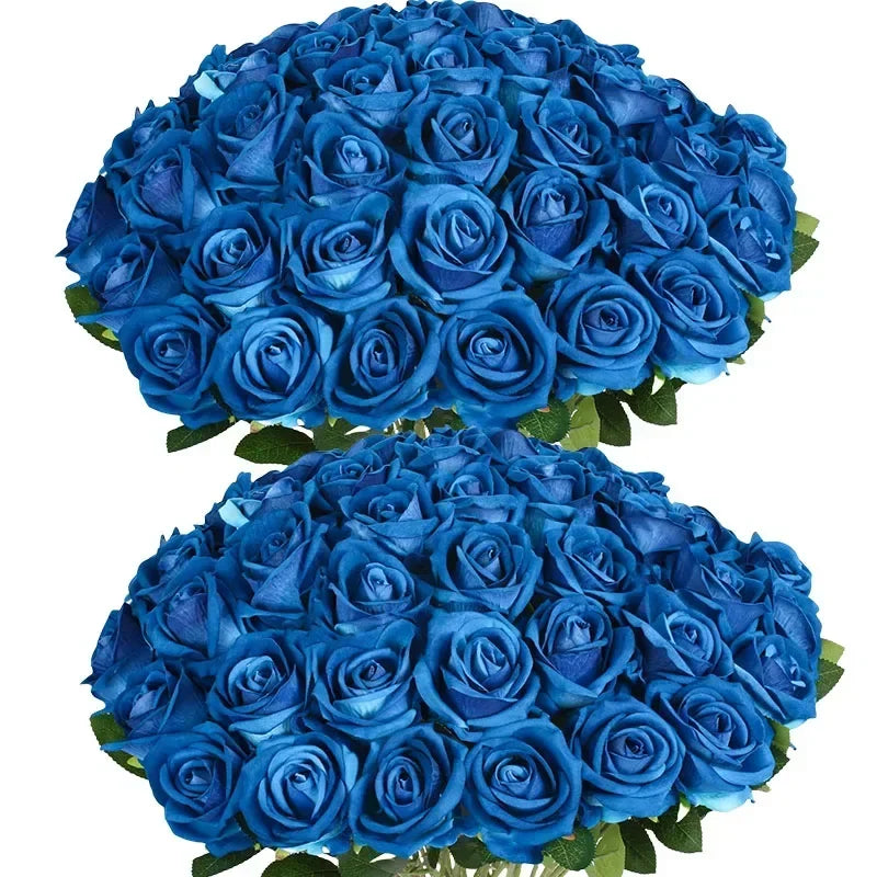 Tejesa 50 Pcs Velvet Rose Artificial Rose Flowers Real Touch Fake Roses Florals for Valentine's DIY Wedding Bouquet Party Home Decor