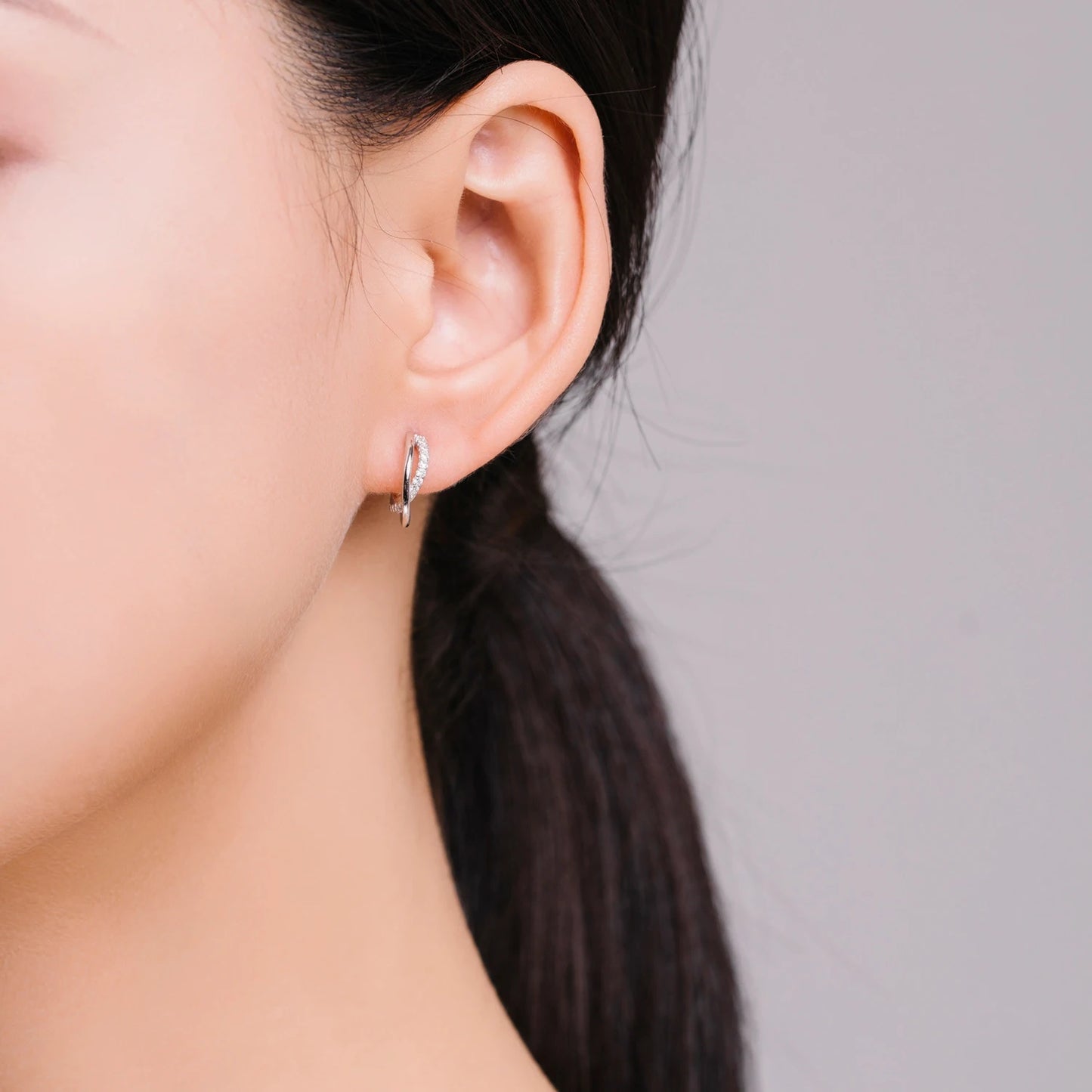 Modian Silver Line Clear CZ Stud Earrings 100% 925 Sterling Silver Geometry Exquisite Earring For Women Wedding Fine Jewelry