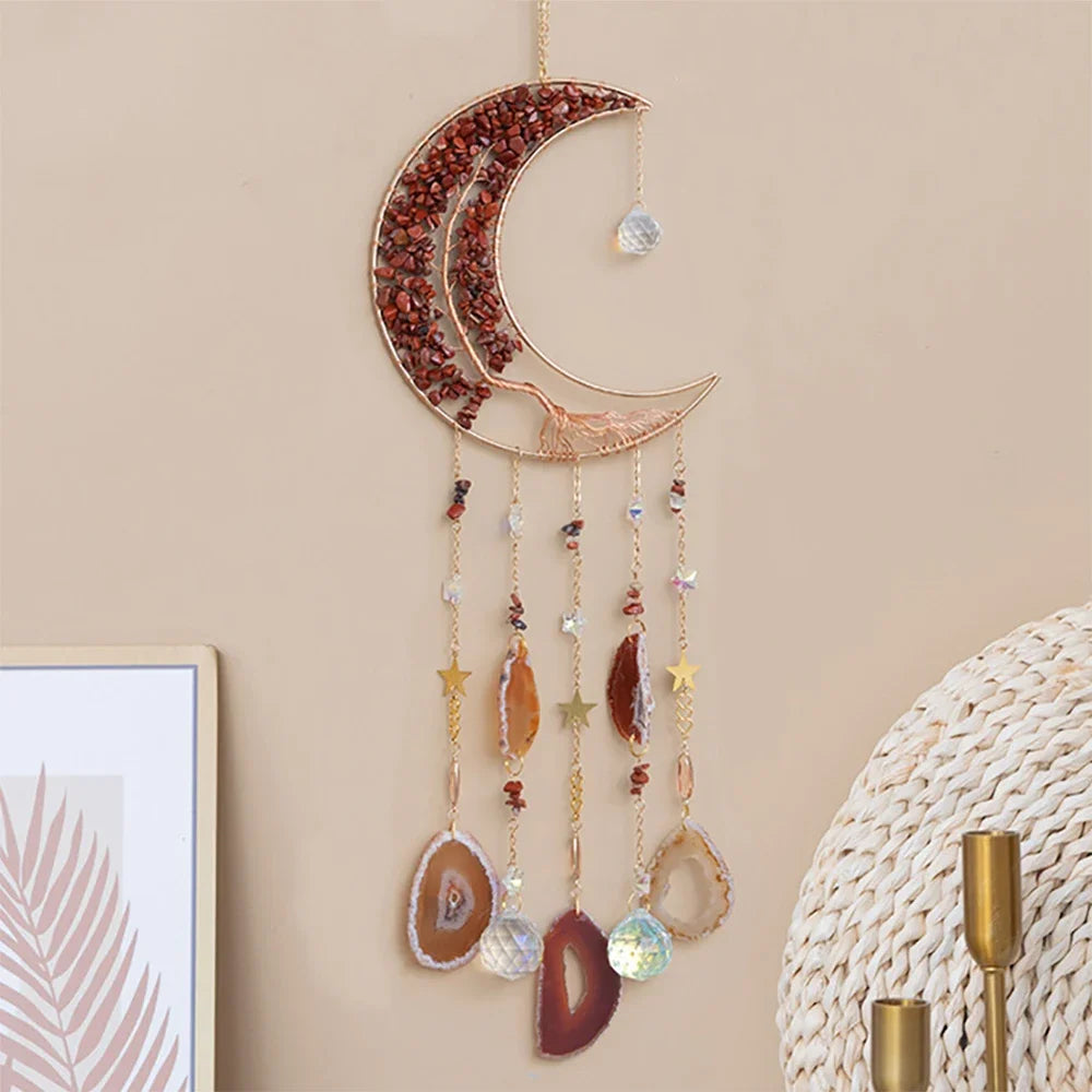 7 Chakra Gemstones Tree Of Life Dream Catchers  Natural Agate Bedroom Wall Hanging Crystal Dream Catcher Home Craft Decorations