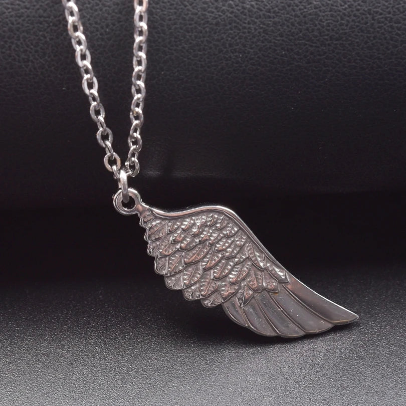 1/3 Pcs Stainless Steel Angel Single Feather Wings Bird Animal Gold Color Charms Three Tone Pendant Necklace For Women Gifts