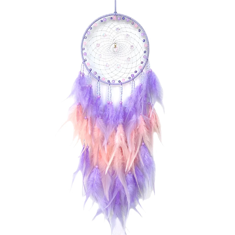 Hemasa Dream Catcher Hand-woven Colorful Feathers Wind Chimes Wall Hangings For Living Room Bedroom Creative Birthday Festival Gifts