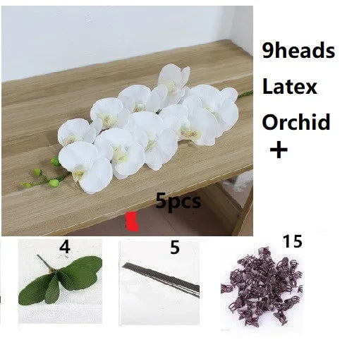 1 Set High Grade Artificial Orchids Arrangement Latex 3Dprint Real Touch Large Size Luxury Table Flower Home Hotel Decor No Vase