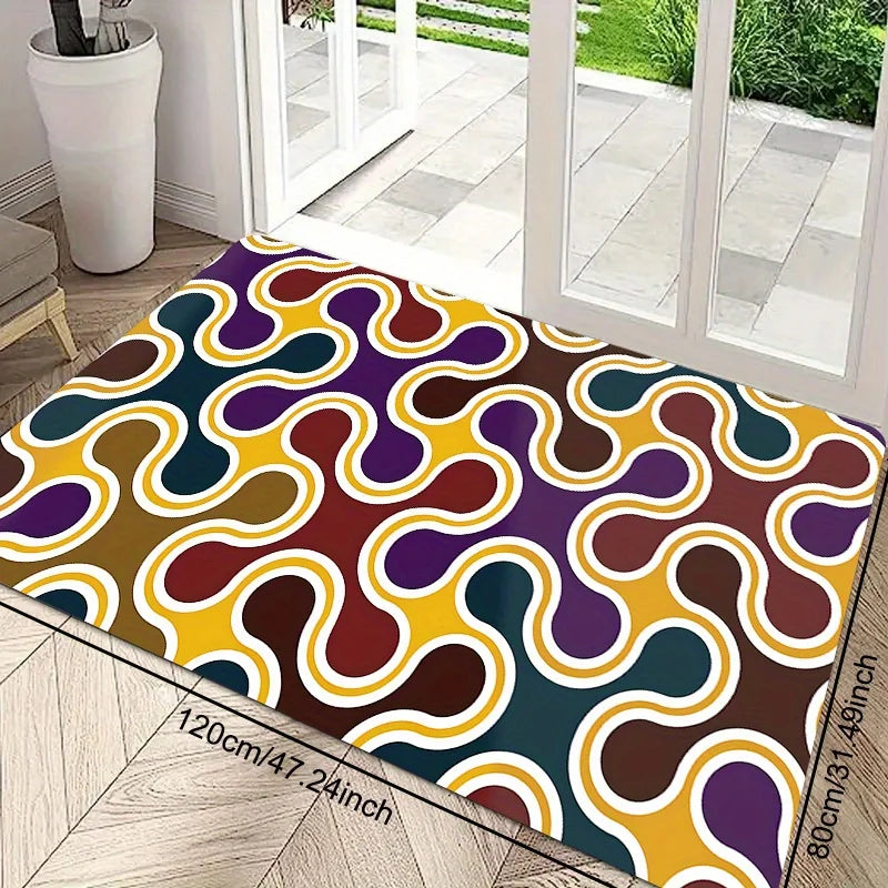 Tejesa  Geometric Welcome Mat - Non-Slip, Durable Polyester Floor Mat