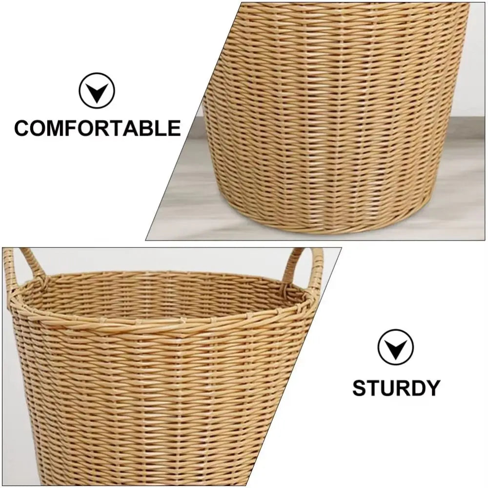 Dirty Clothes Basket Foldable Woven Laundry Basket Rattan-Style Toys Storage Basket for Dirty Clothes Household Items