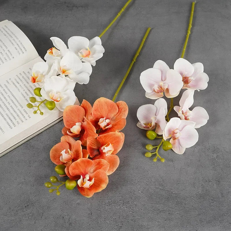 Tejesa 3 Pcs Artificial  Plastic Orchids Plastic Phalaenopsis  Artificial Flowers