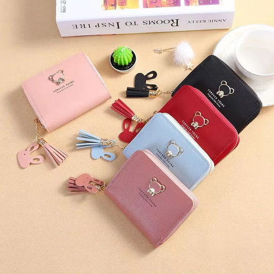 New Women's Wallet Short Style Cartoon Cute Bear Wallets Coin Purses Bag Girl Small Lady Wallet Credit Card Holder Bolsa