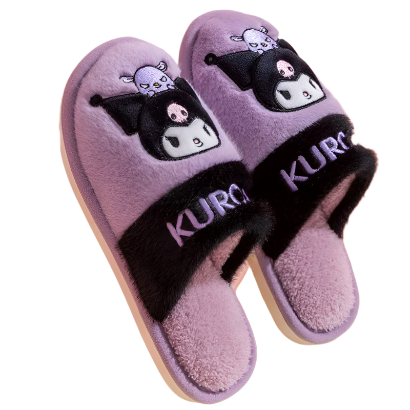 Hemasa Hello Kitty Plush Slippers   Warm Winter Indoor Slippers Flat Casual Non-slip Girl Christmas Gift
