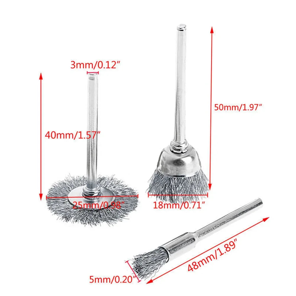 Hemasa 9Pcs/set Steel Wire Brush For Dremel Rotary Tool Paint Rust Removal Polishing Grinding Wheel Metal Polishing Cleaning Brush