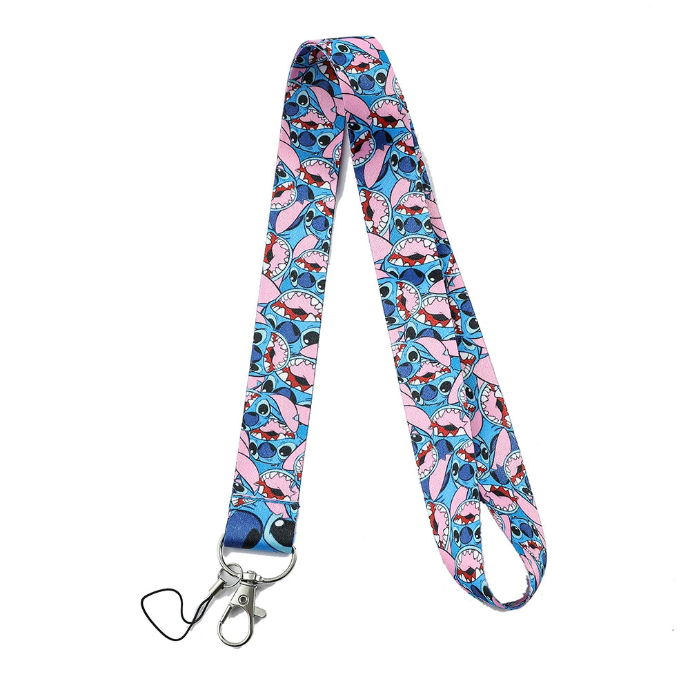 Stitch Disney Phone Lanyard Anime Lilo&Stitch Cartoon Printed Ribbon Card Cover Hanging Neck Long Rope Kawaii Gifts