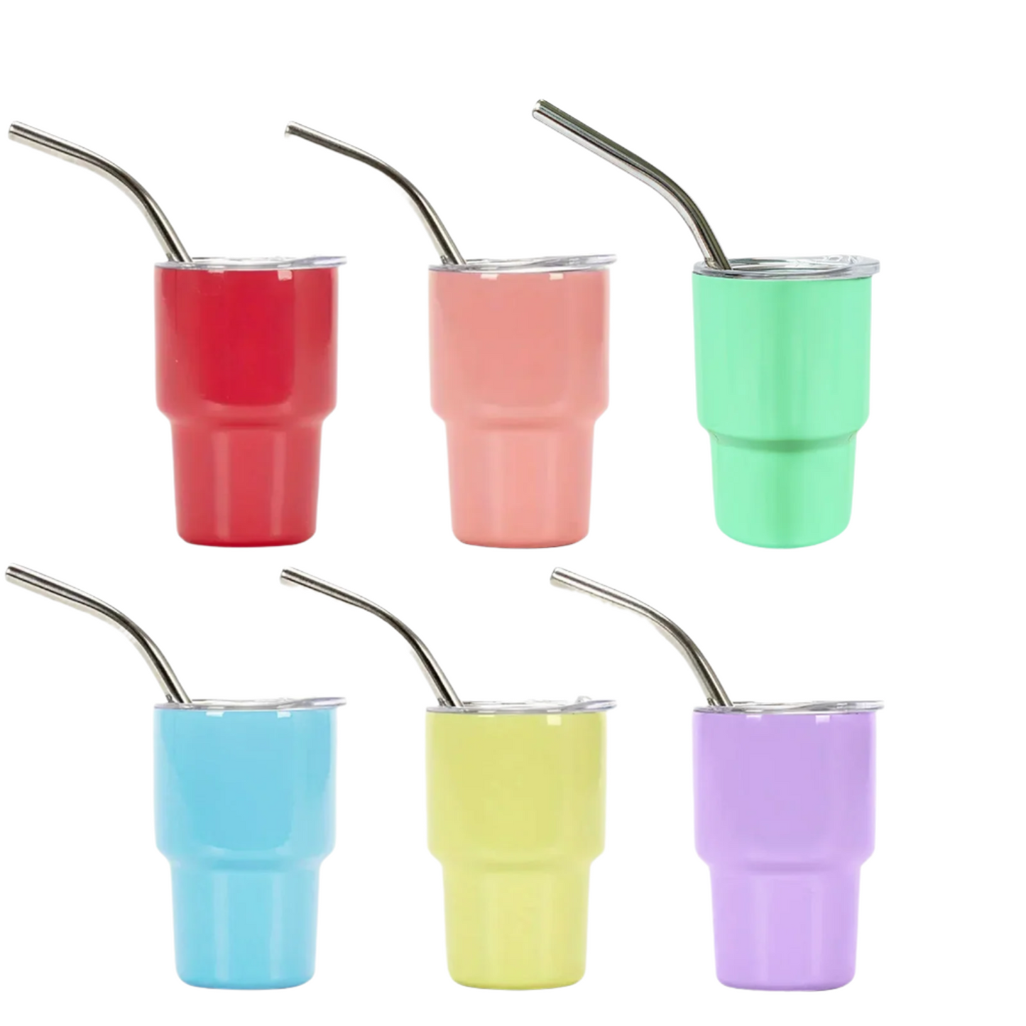 Hemasa 6pcs/Set Mini Tumbler Shot Glass 3oz Tumbler Shot Glasses With Lid And Straw Double Wall Vacuum Sealed Stainless Steel Tumbler