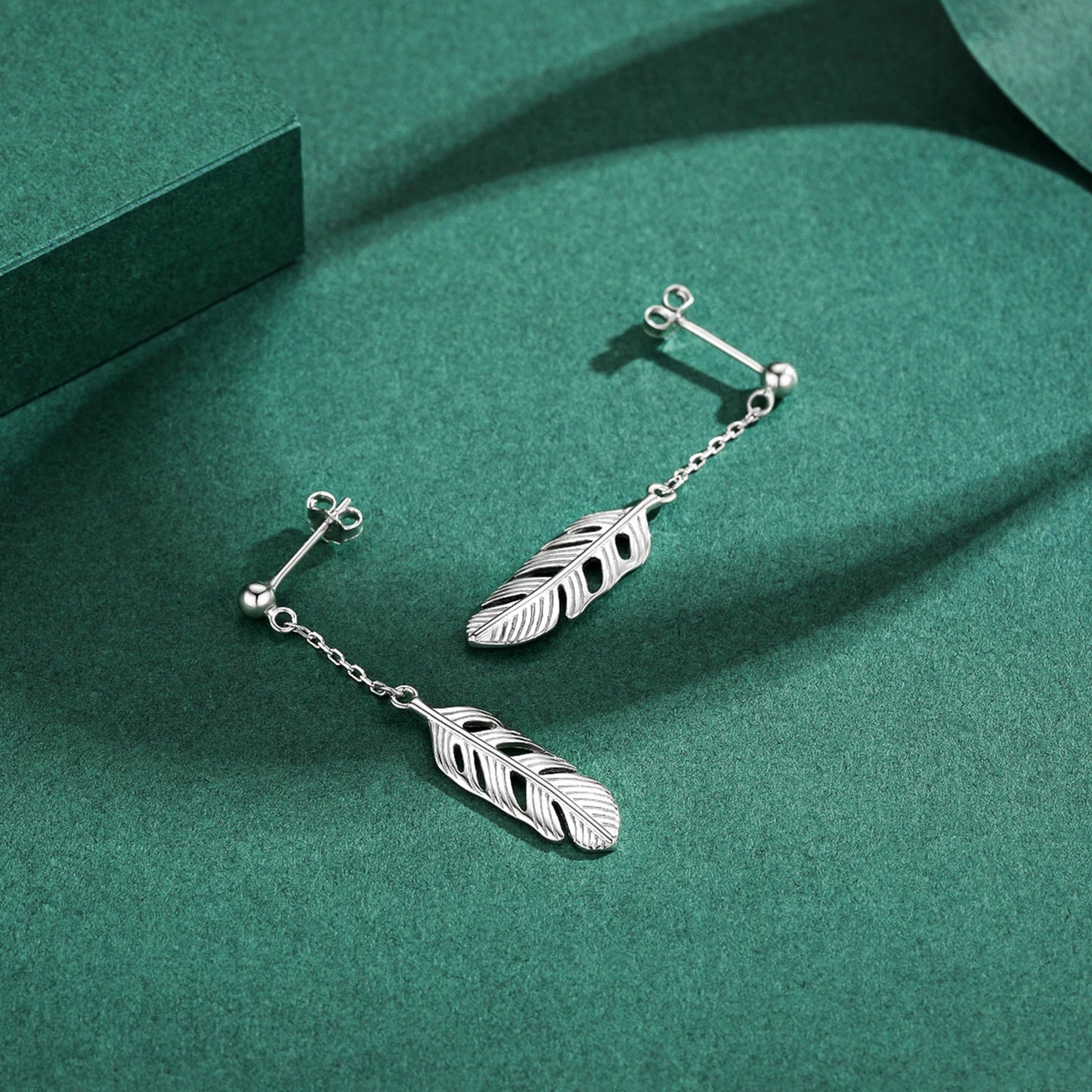 Modian 100% Real 925 Sterling Silver Swing Leaves Lucky Drop Earrings Fashion Leaf Dangle Ear For Women Fine Jewelry Accessories