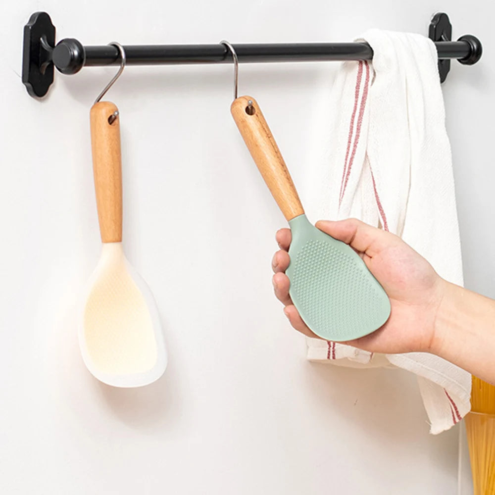 Hemasa 1Pcs Silicone Heat-resistant Non-stick Rice Cooker Kitchen Tool Household Rice Spoon