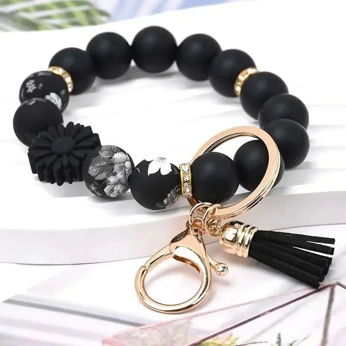 Hemasa Handmade Daisy Silicone Beads Bracelet Keychain /Anti-Lost Wallet Pendant Ring Holder