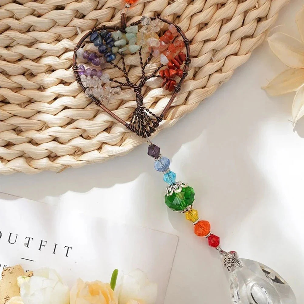 Crystal Sun Catcher Lotus Hanging Suncatcher Rainbow Maker Chakra Light Catcher Stained Glass Window Outdoor Garden Decoration