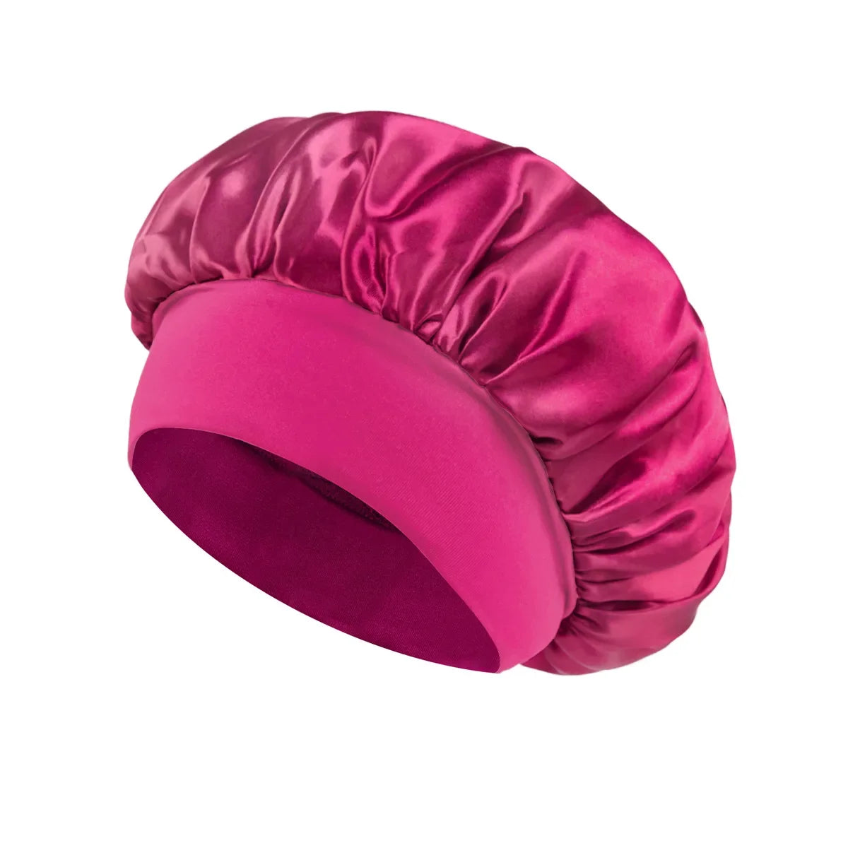 Hemasa Women Satin Bonnet Hair Bonnet for Sleeping Hair Care Silk Bonnets Solid Wide-brimmed Sleeping Hat with Elastic Soft Band