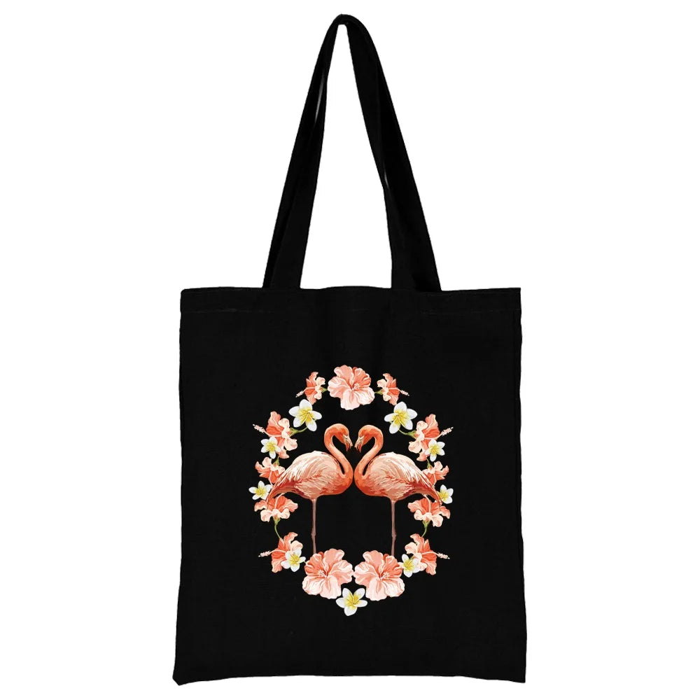 Tejesa Canvas Shopping Bag for Women /Shoulder Bags / Grocery Handbags /flamingo Print  Jute Bag