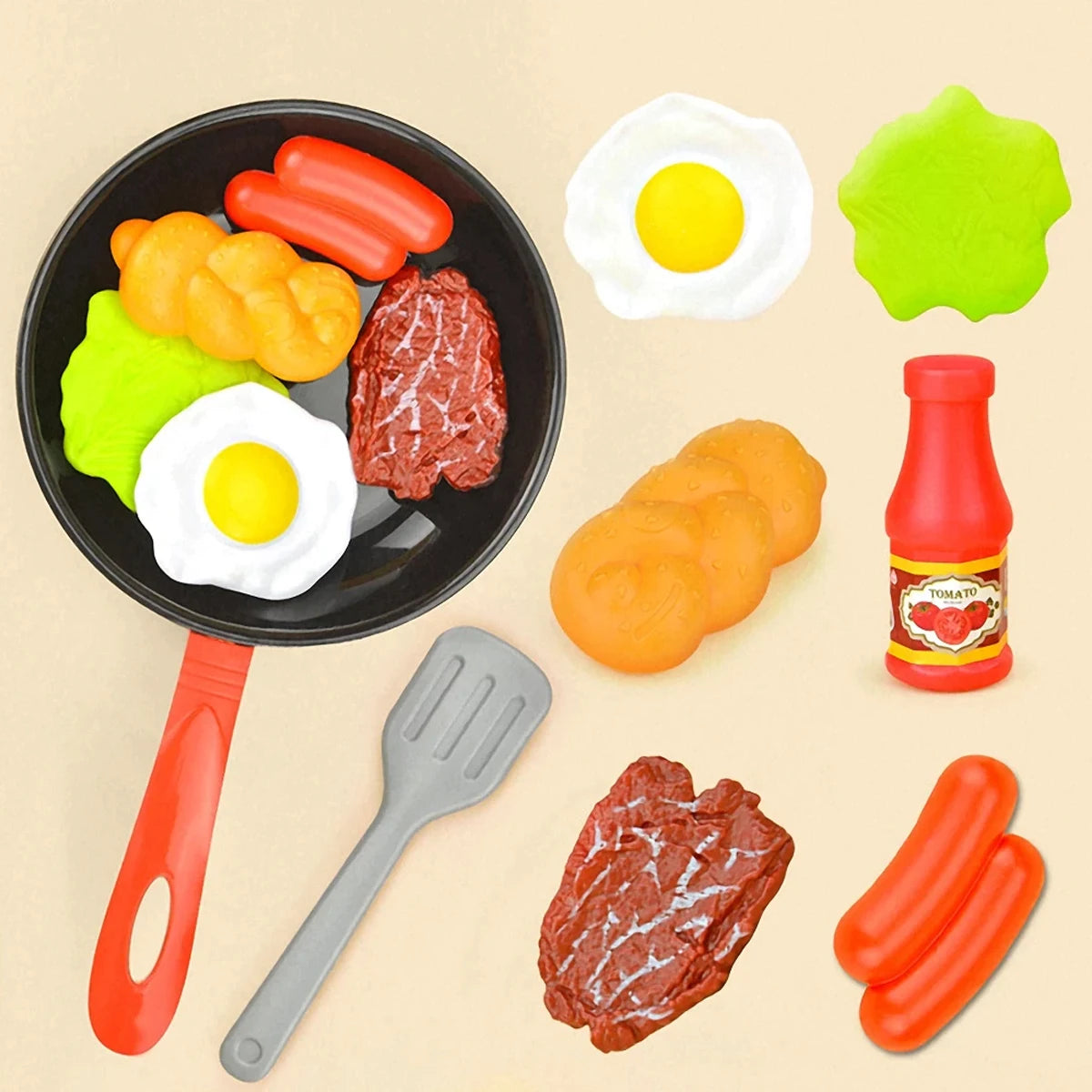 Hemasa 8PCS Kitchen Food Toys for Kids Simulation Kitchenware Pretend Play Steak Vegetable Pot Bread Hot Dog Food Children Girl Toy