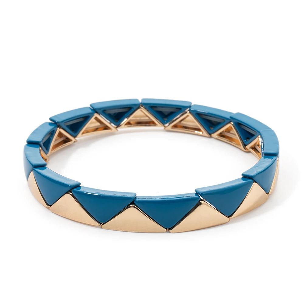 Tejesa 6.5x13mm Colorful  Triangle Enamel Elastic Beads Bracelets For Women/Girls