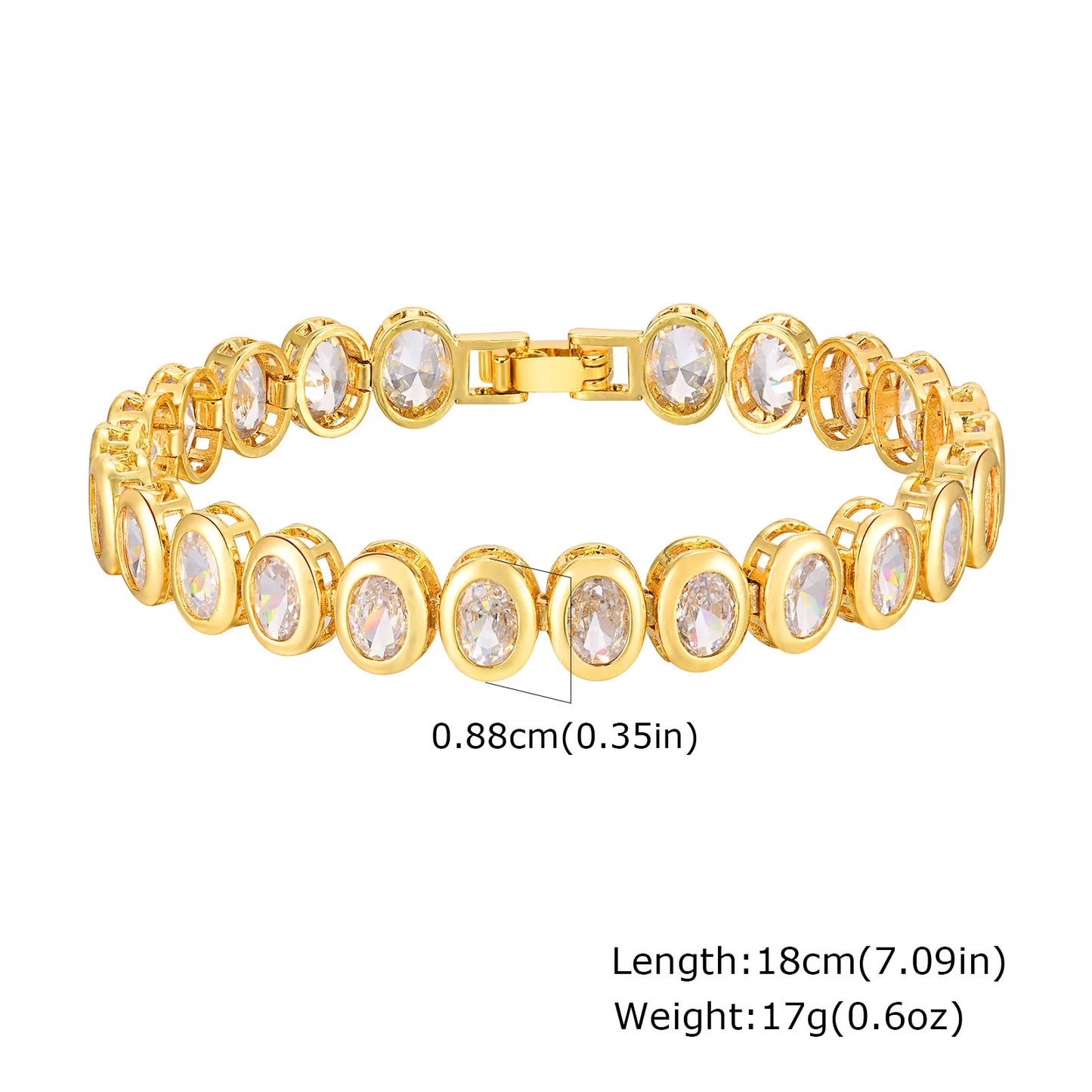 Paperclip Chain Bracelet 14K Gold Plated Cubic Zirconia Watch Strap Chunky Link Adjustable Stackable Jewelry For Women Girl Gift